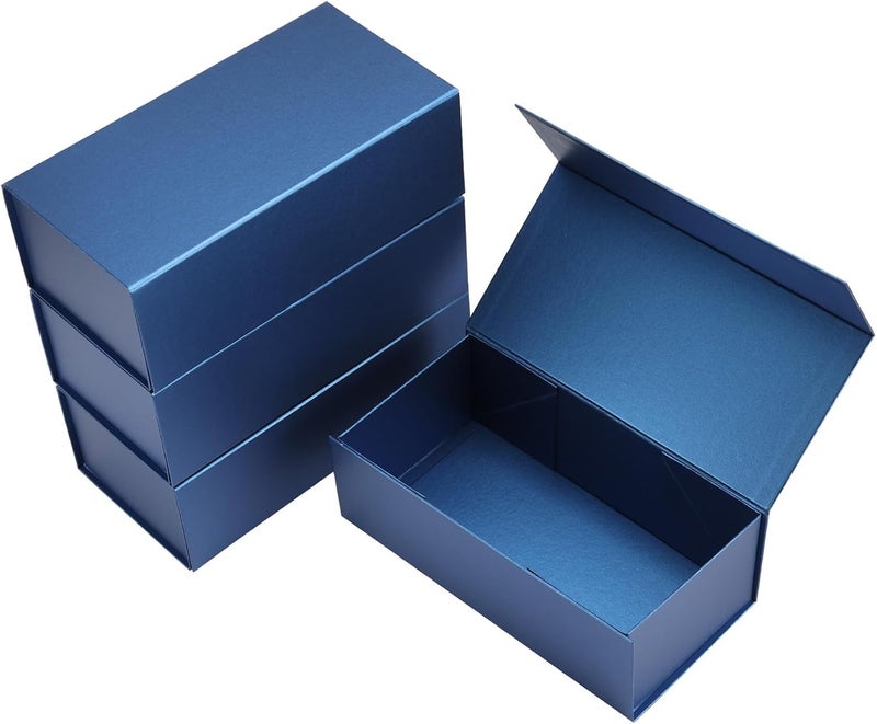 Ditwis 4 Pack 12x6x4 Inches Gift Boxes with Magnetic Closure Lids, Blue Magnetic Box for Wedding, Groomsmen Bridesmaid Proposal, Birthdays, Mother's Day - Image 1